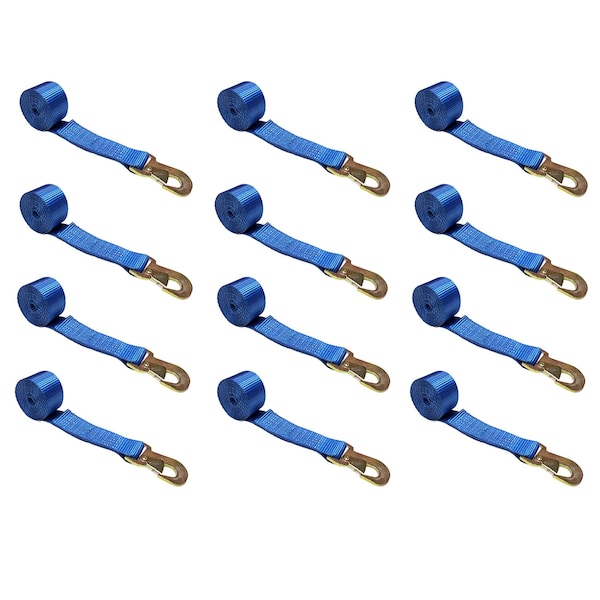 2" x 10' Wheel Lasso Lift Strap w/ Flat Snap Hook Tow Dolly , 12PK
